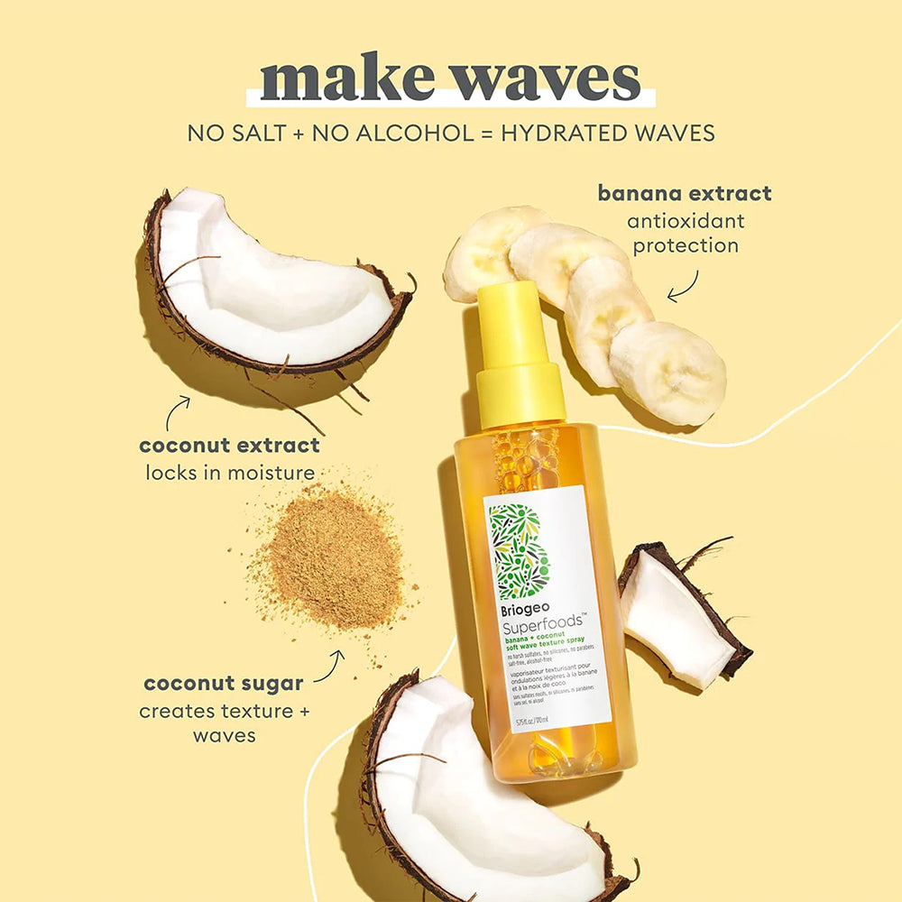 Superfoods Banana + Coconut Hydrating Salt-Free Soft Wave Texture Spray