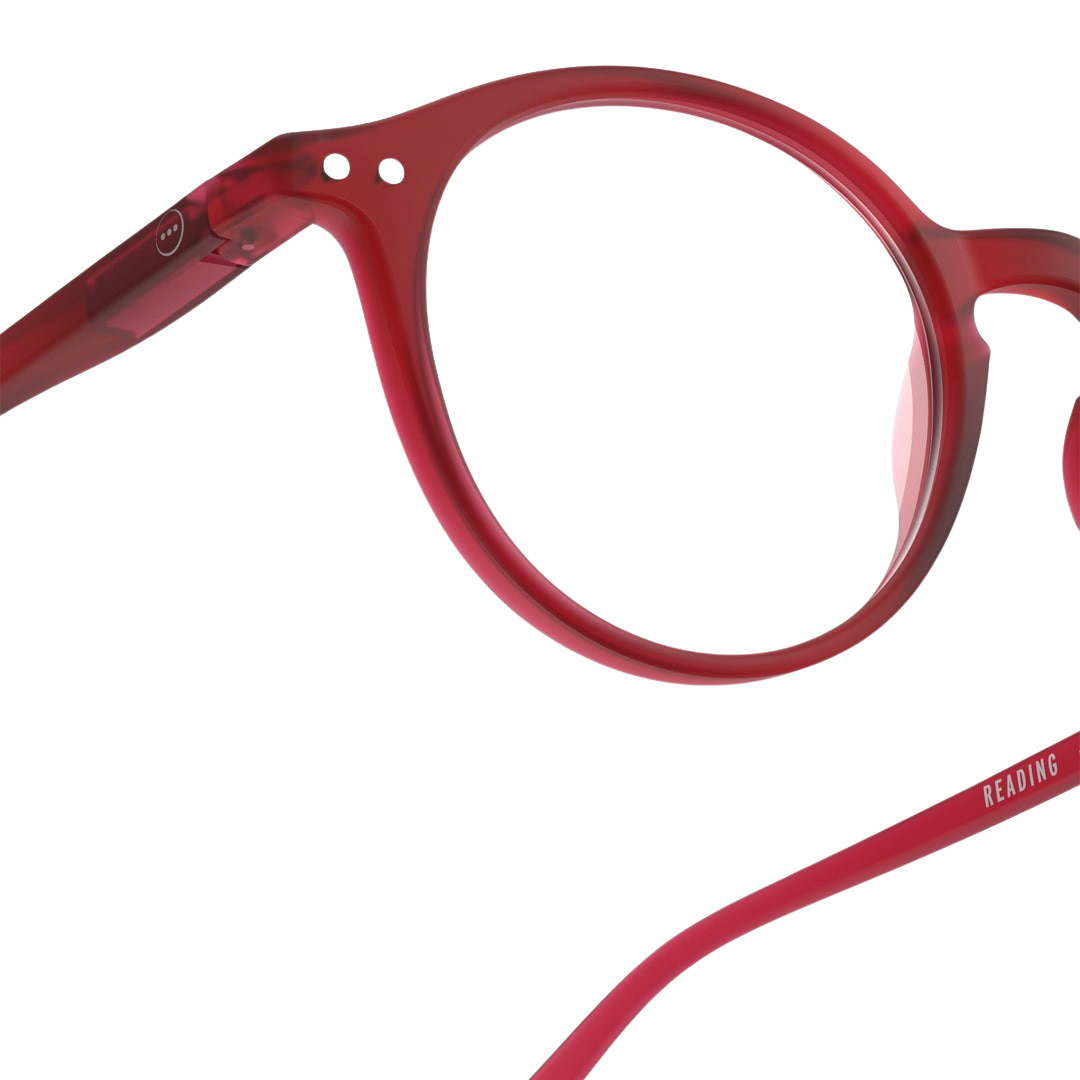 Red eyeglasses on a white background