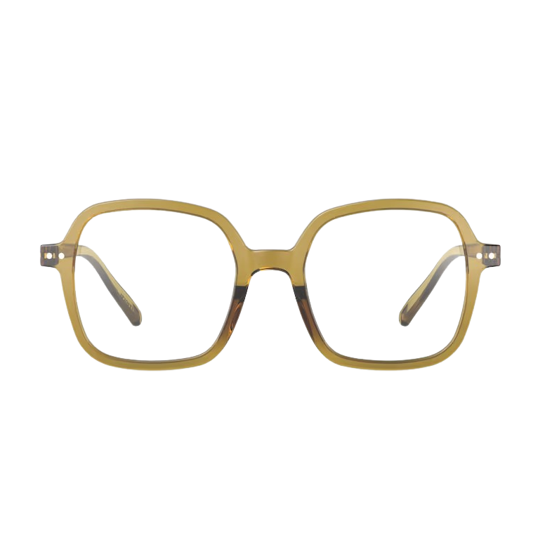 Gold-framed eyeglasses on a white background