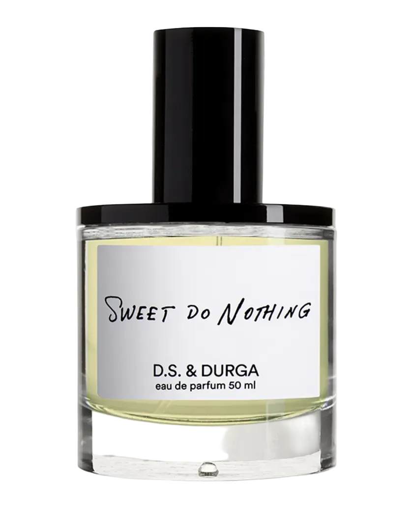 Perfume bottle labeled 'Sweet Do Nothing' by D.S. & Durga on a light gray background