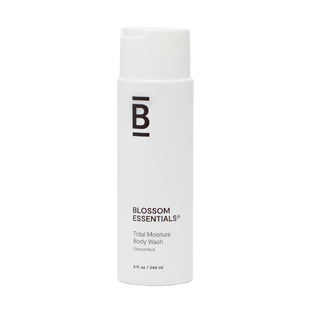 Blossom Essentials Total Moisture Body Wash bottle on a white background