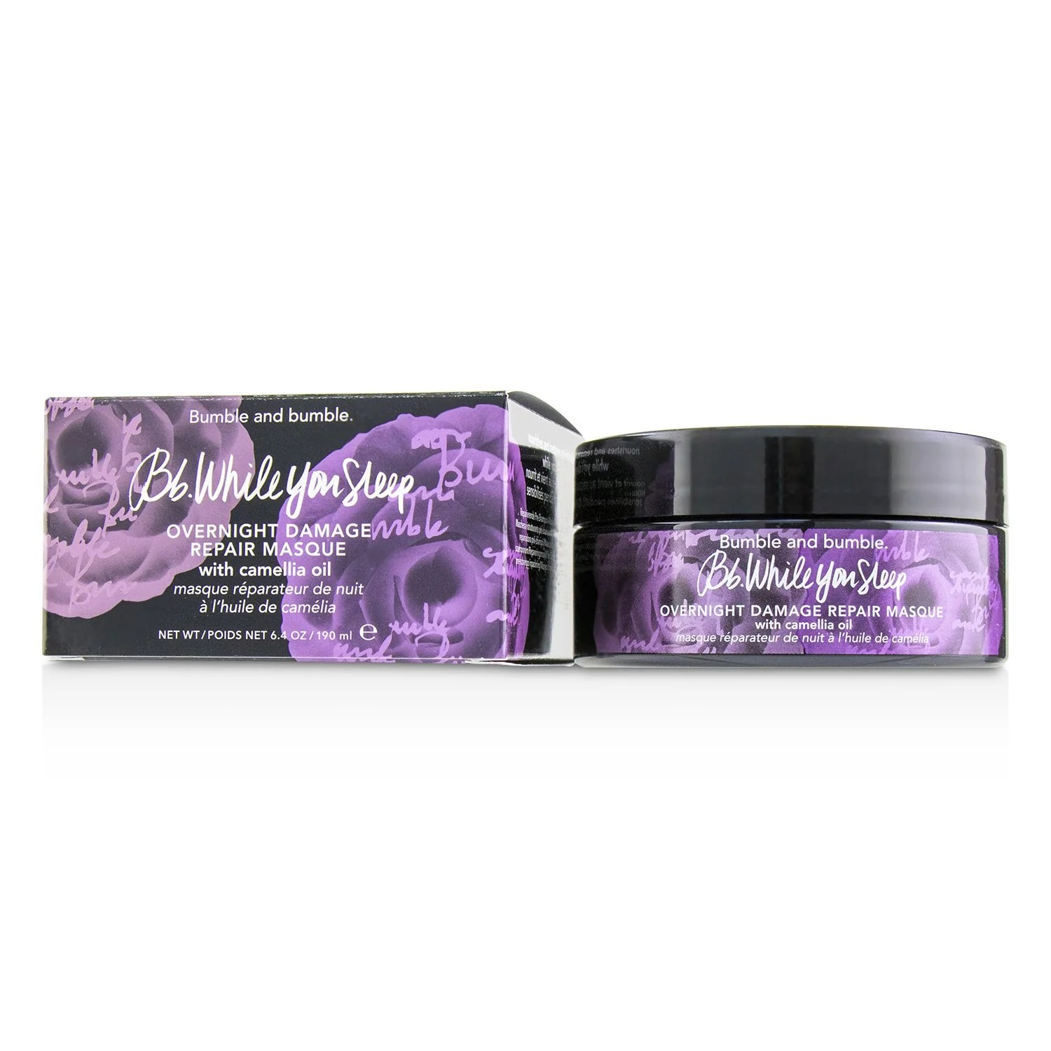 Bumble and bumble overnight damage repair mask packaging on a white background