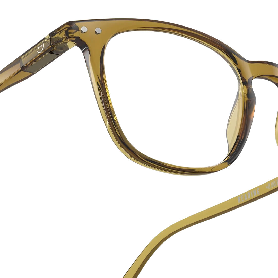 Golden Green eyeglasses on a white background