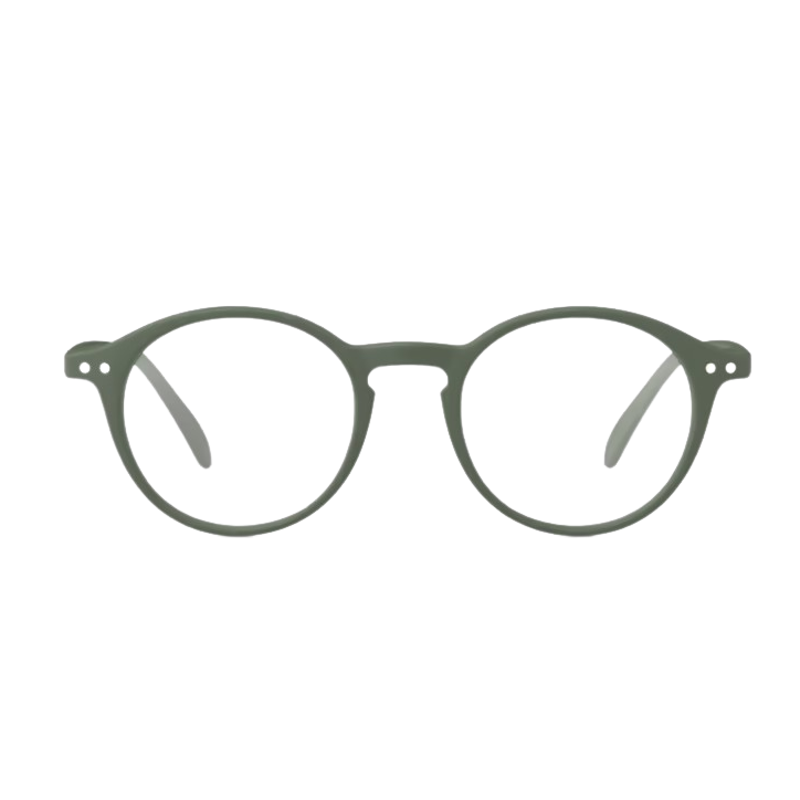 Kaki Green Glasses on white background.