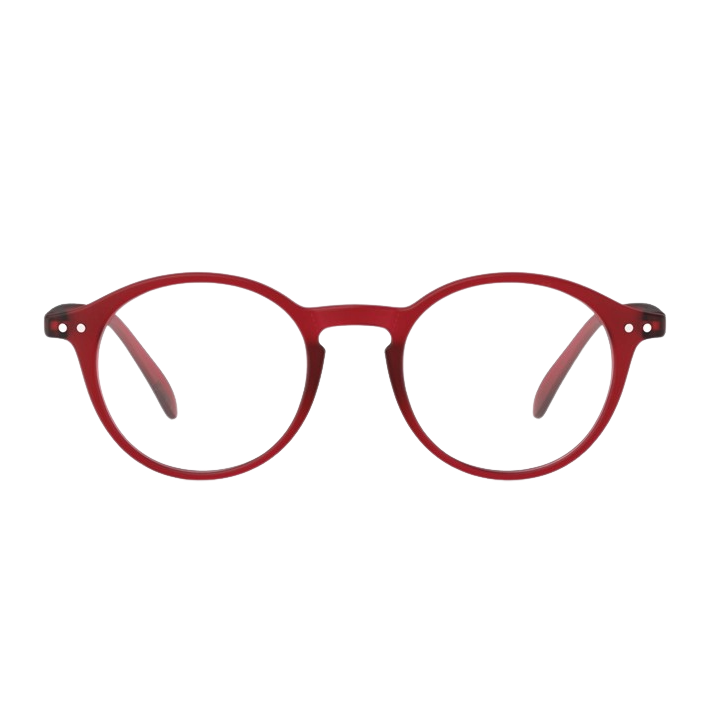 Red eyeglasses on a white background