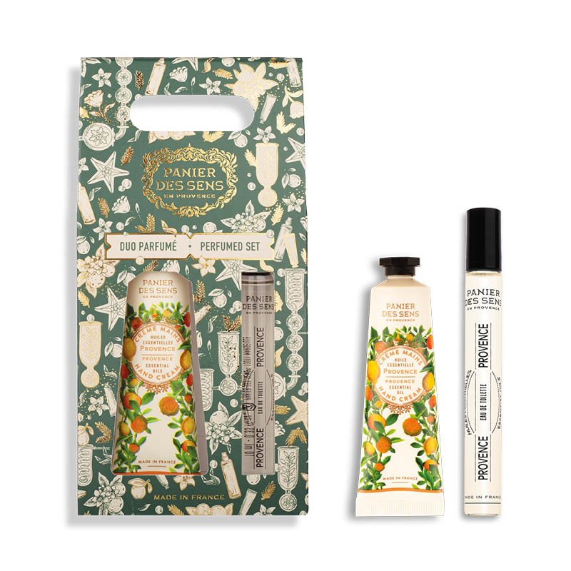 Panier des Sens perfume set with packaging on a white background