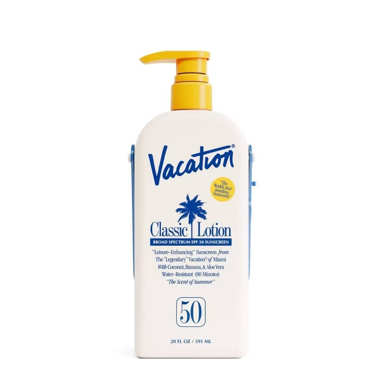 Vacation Classic Lotion bottle with SPF 50 on a white background