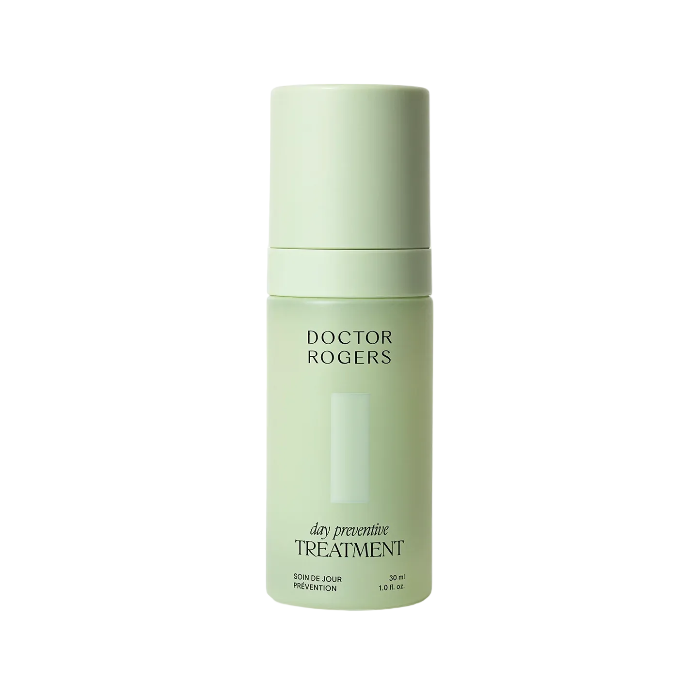 Green skincare bottle labeled 'Doctor Rogers' on a white background