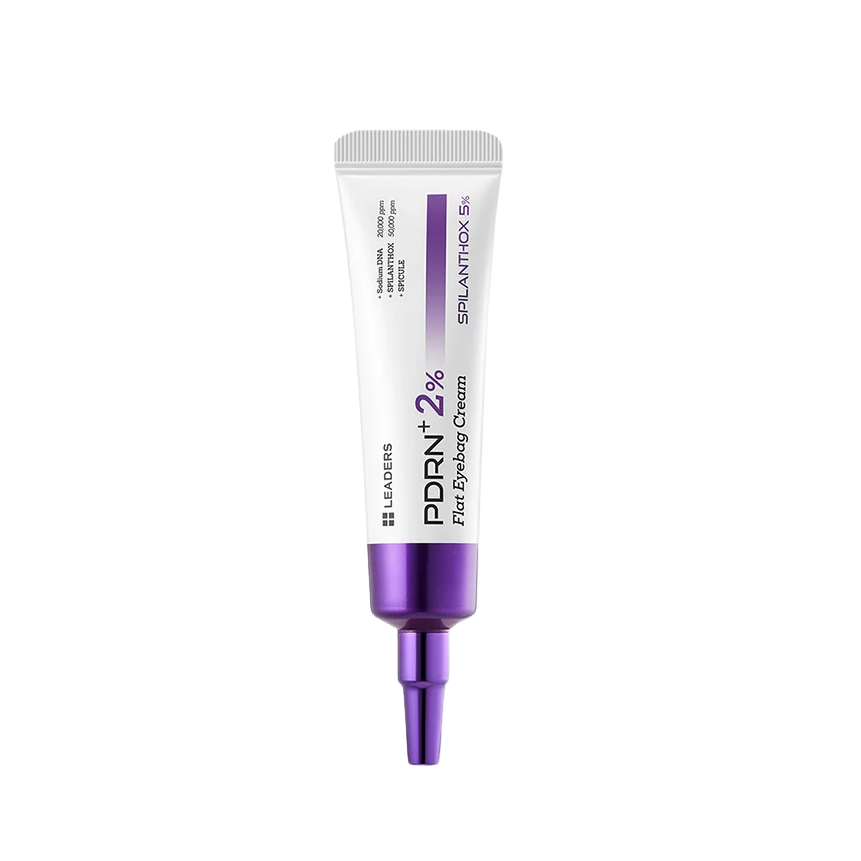 A white squeeze tube of PORN+ 2% Flare Eyelogy Cream with a metallic purple cap, shown against a solid white background.