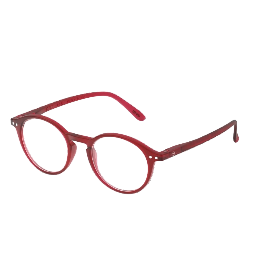 Red eyeglasses on a white background