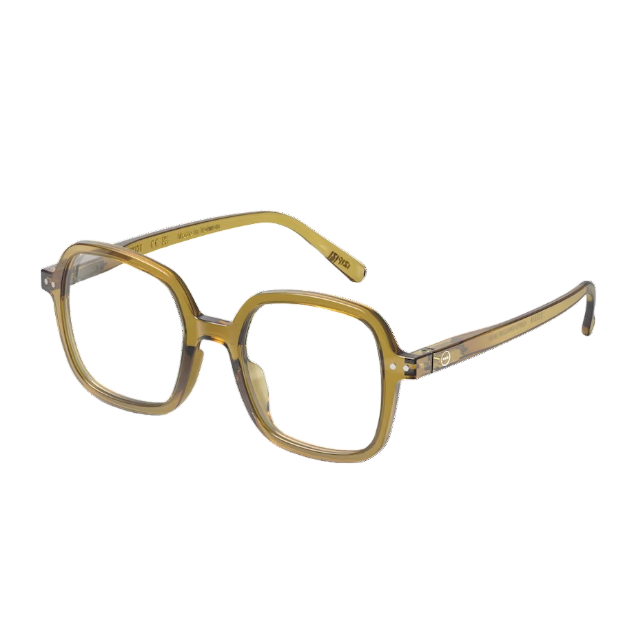 Gold-framed eyeglasses on a white background