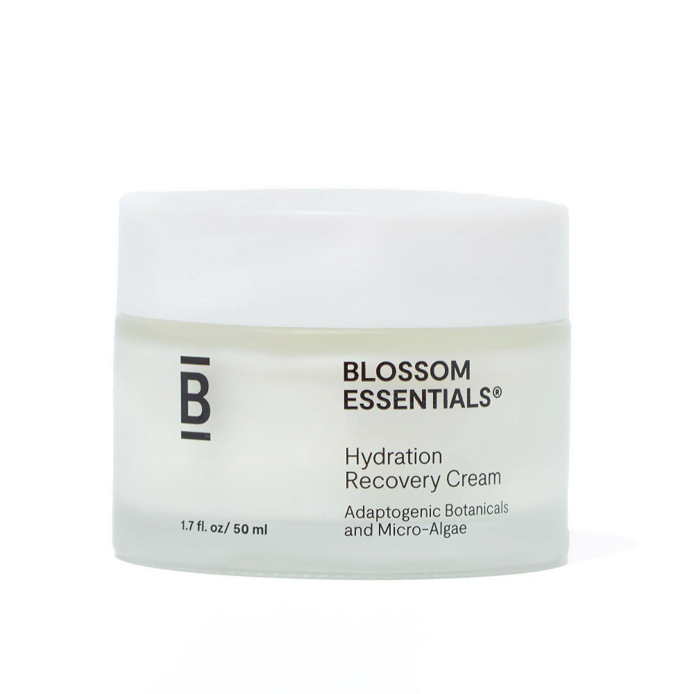 Blossom Essentials Hydration Recovery Cream jar on a white background