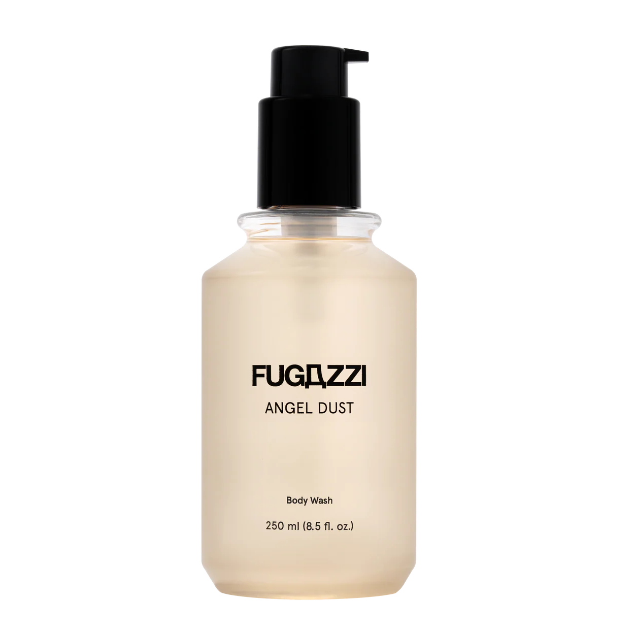 Fugazzi angel dust body wash on white background.
