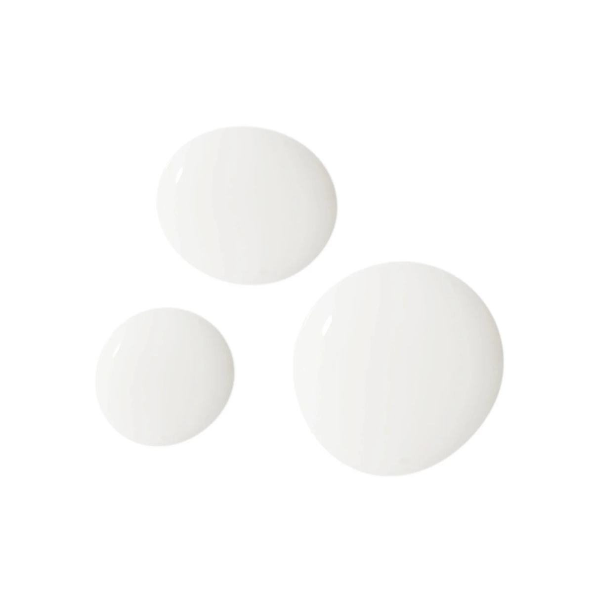 Three white product swatches on a white background