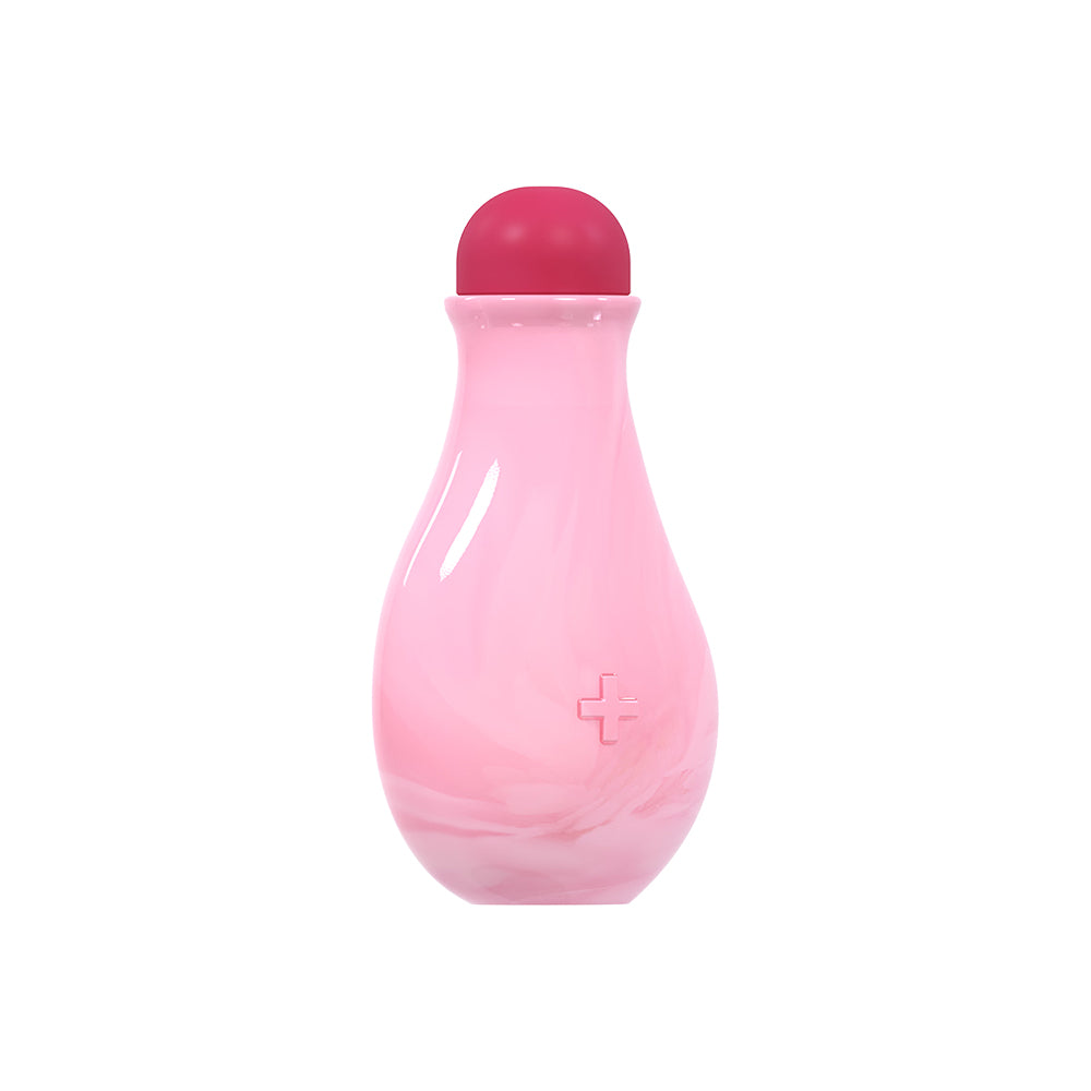 Pink bottle on white background
