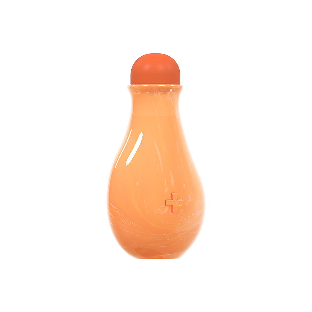 Orange bottle with a cap on a white background