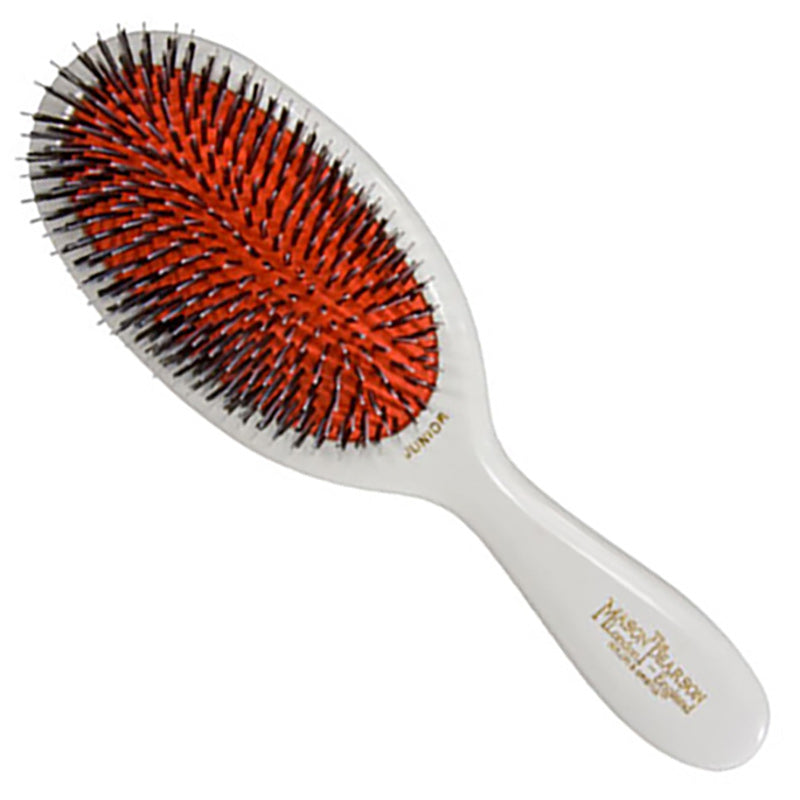 Junior Boar Bristle & Nylon Hairbrush - White