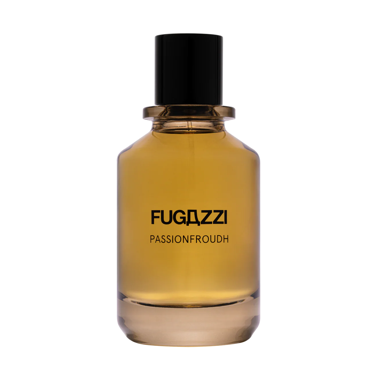 Fugazzi Passionfroudh bottle on white background.