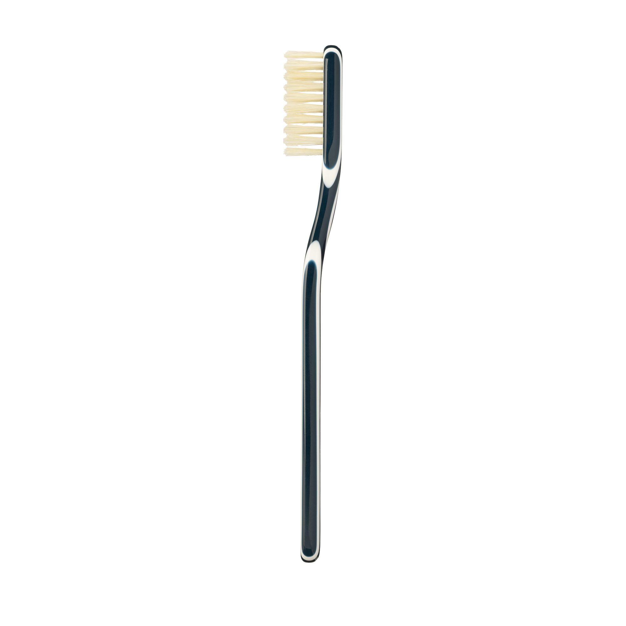 Navy Capri Collection Toothbrush with a dark navy blue and white handle and cream-colored bristles, shown vertically against a plain white background.