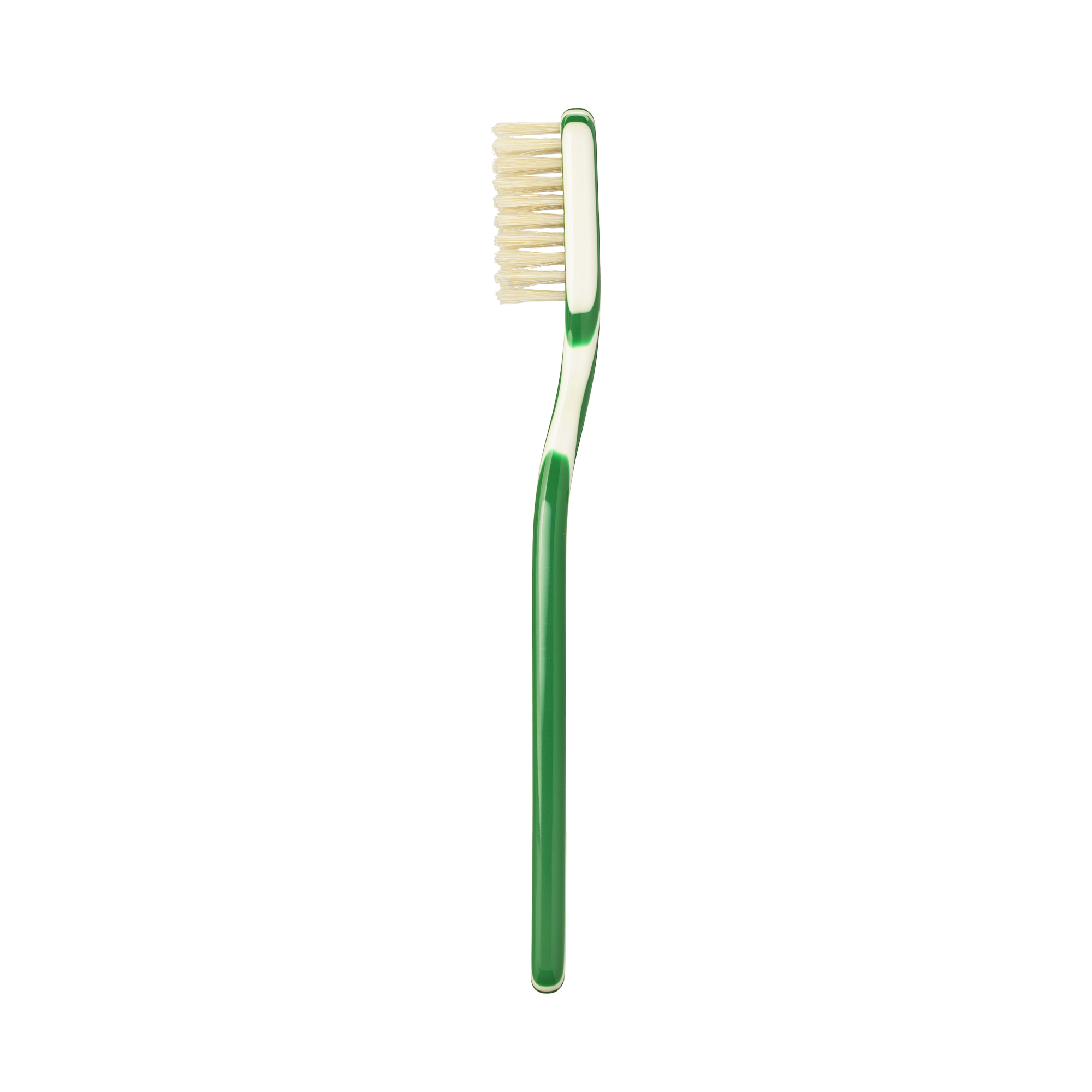 Green Capri Collection Toothbrush with a green handle, white bristles, and a green and white patterned head, shown vertically on a plain white background.