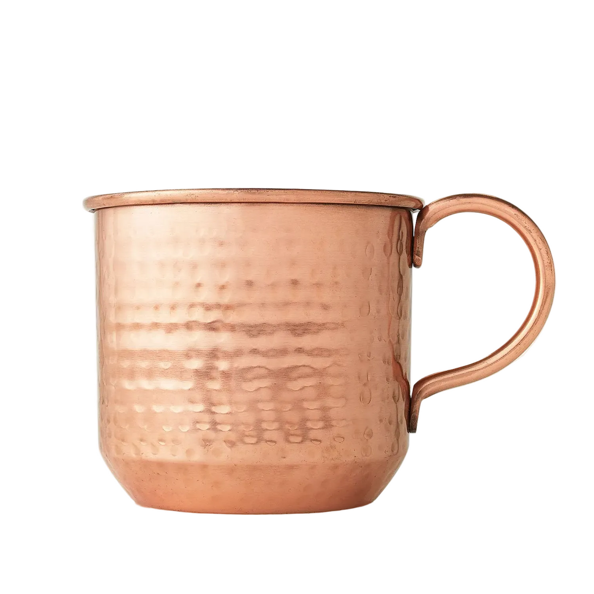 Copper mug with a textured surface on a white background