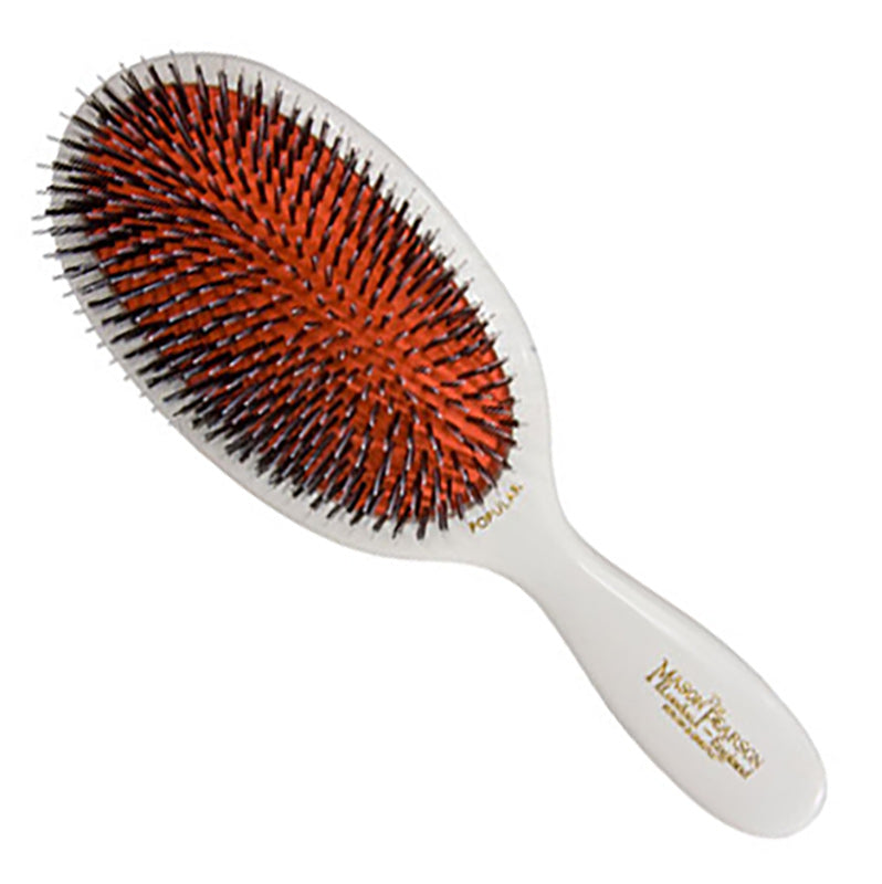 Pocket Boar Bristle & Nylon Hairbrush - White