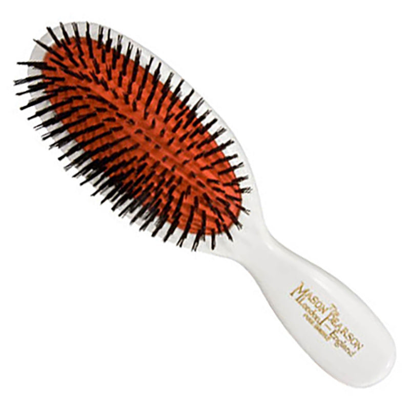 Pocket Boar Bristle Hairbrush - White