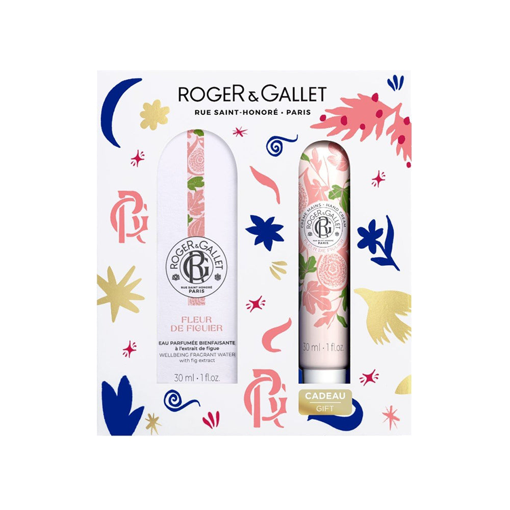 Roger & Gallet perfume set with floral design on a colorful box
