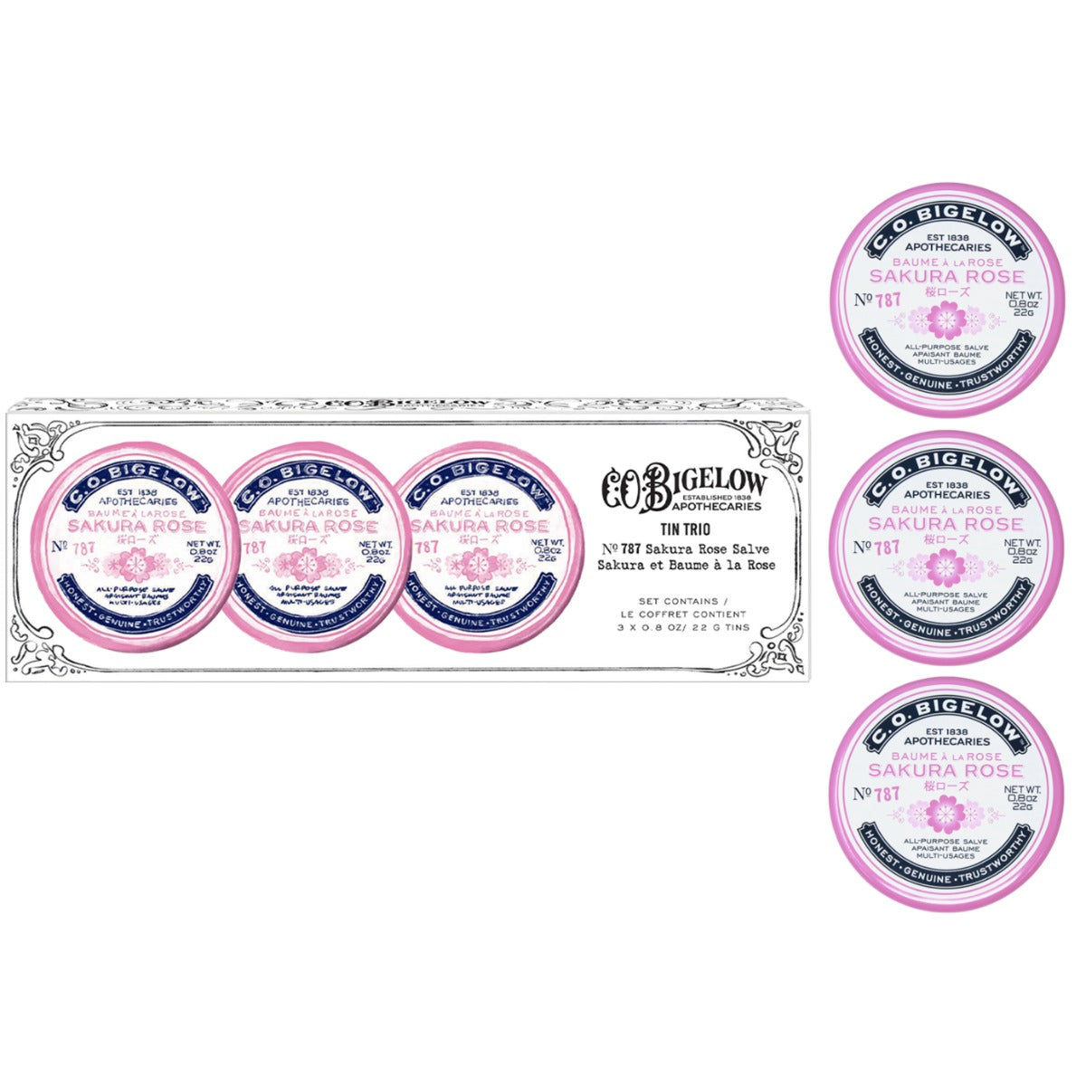 Sakura Rose Salve Tin Trio